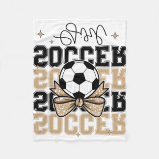 Groovy Soccer Girl Coquette Bow Soccer Sports Socc Fleece Blanket