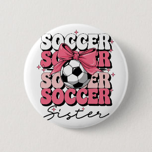 Groovy Soccer Sister Coquette Bow Soccer 6 Cm Round Badge