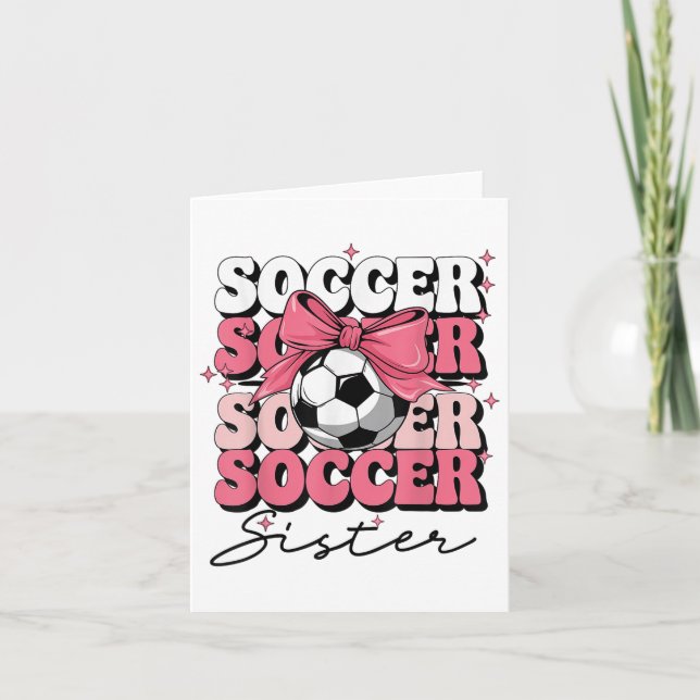 Groovy Soccer Sister Coquette Bow Soccer  Card (Front)