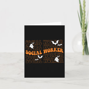 Groovy Social Worker Ghost Halloween School Social Card
