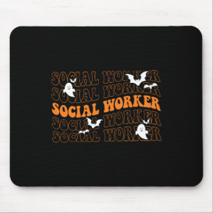 Groovy Social Worker Ghost Halloween School Social Mouse Pad