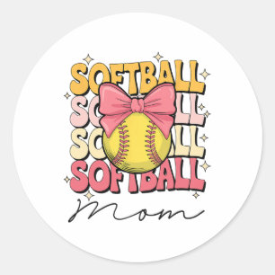 Groovy Softll Mom Mother Coquette Bow Softll _2 Classic Round Sticker