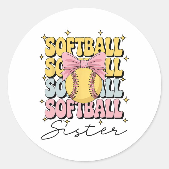 Groovy Softll Sister Coquette Bow Softll _2  Classic Round Sticker (Front)