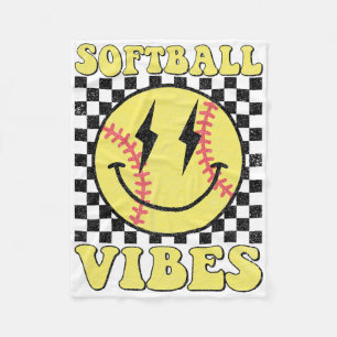 Groovy Softll Vibes Smile Face Girls Women Fleece Blanket
