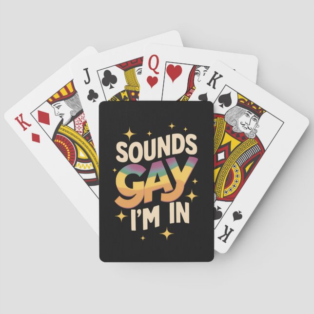 Groovy Sounds Gay I'm In LGBT Rainbow Pride  Playing Cards (Back)