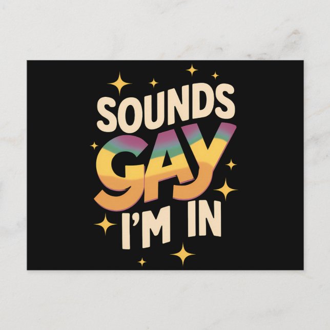 Groovy Sounds Gay I'm In LGBT Rainbow Pride  Postcard (Front)