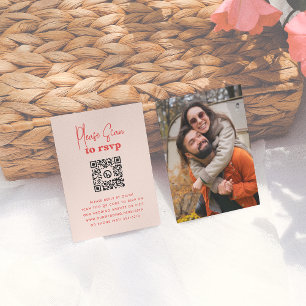 Groovy Sparkle Pink Red Photo QR Code Wedding RSVP Enclosure Card