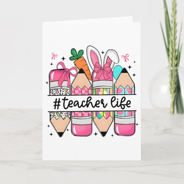 Groovy Sped Teacher Easter Bunny Sped Teaching Eas Card (Front)