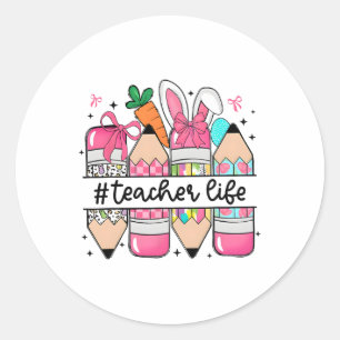 Groovy Sped Teacher Easter Bunny Sped Teaching Eas Classic Round Sticker