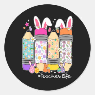 Groovy Sped Teacher Easter Bunny Sped Teaching Eas Classic Round Sticker