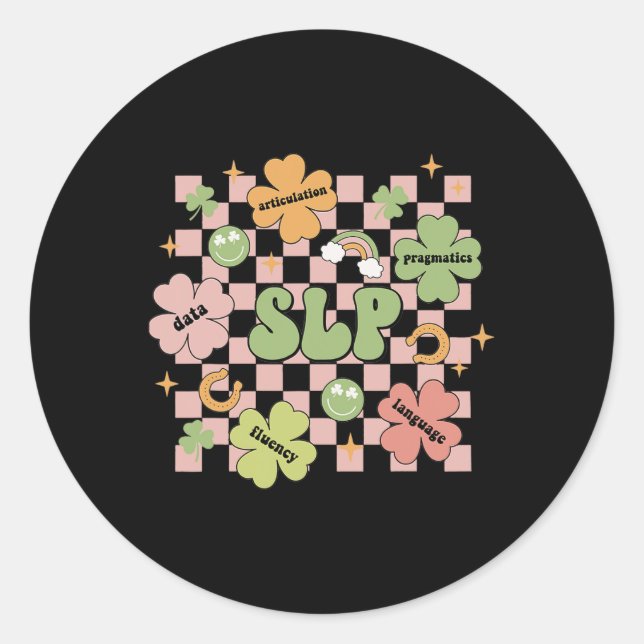 Groovy Speech Language Pathology St Patricks Day S Classic Round Sticker (Front)