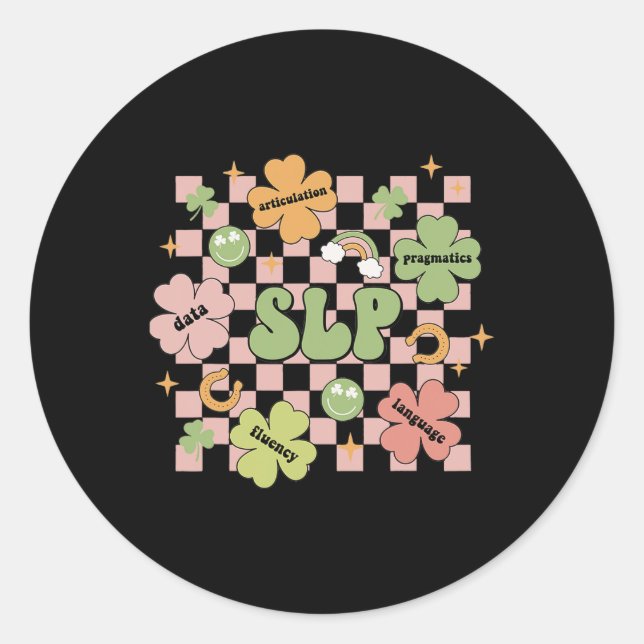 Groovy Speech Language Pathology St Patricks Day S Classic Round Sticker (Front)