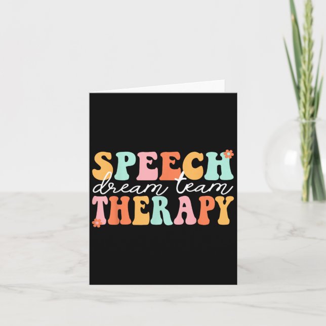 Groovy Speech Therapy Team Therast Speech Language Card (Front)