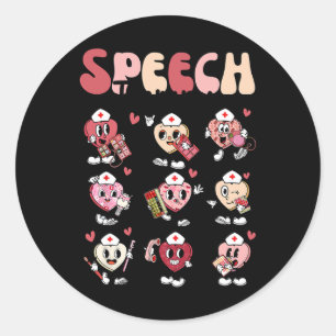 Groovy Speech Therapy Valentine's Day Heart Slp Va Classic Round Sticker