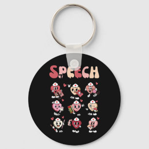 Groovy Speech Therapy Valentine's Day Heart Slp Va Key Ring