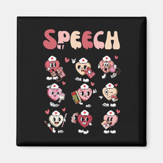 Groovy Speech Therapy Valentine's Day Heart Slp Va Magnet (Front)