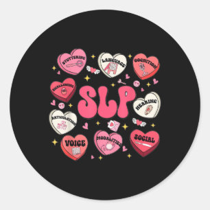Groovy Speech Therapy Valentines Day Heart Slp Val Classic Round Sticker