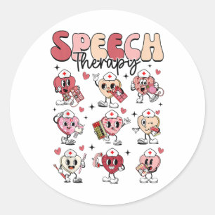 Groovy Speech Therapy Valentines Day Heart Slp Val Classic Round Sticker