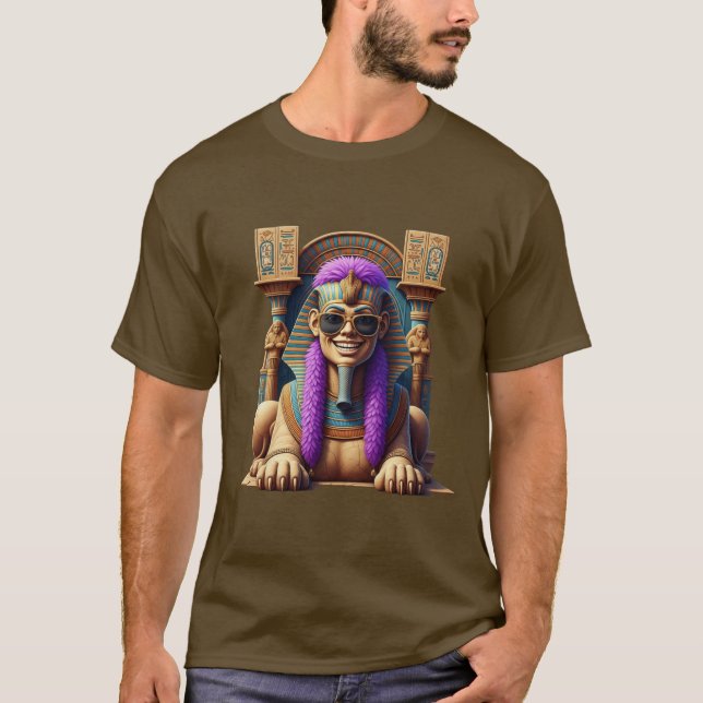 Groovy Sphinx: Pharaoh with a Funky Modern Twist T-Shirt (Front)
