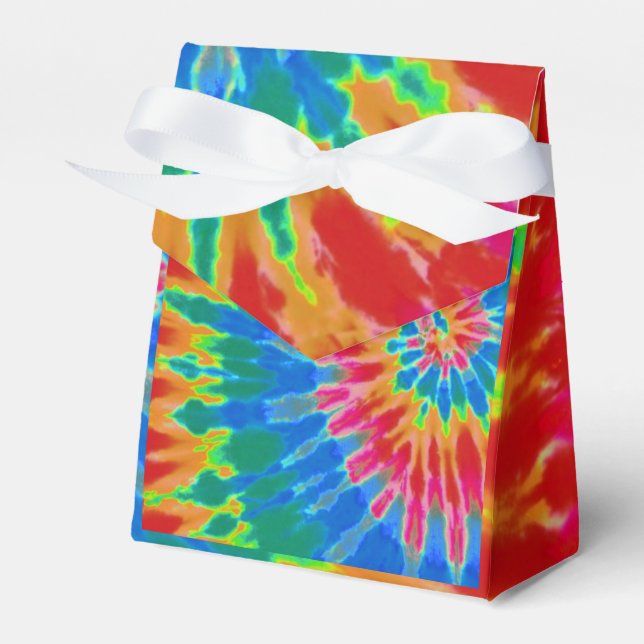 Groovy Spiral Rainbow Tie Dye Favour Box (Front Side)