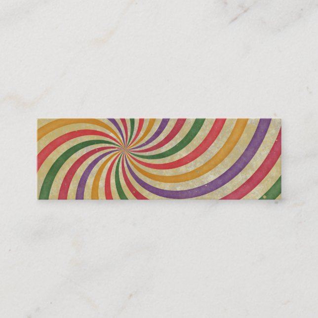Groovy Spiral Sunbeam Ray Swirl Design Grungy Mini Business Card (Front)
