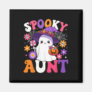 Groovy Spooky Aunt Halloween Ghost Pumpkin Hallowe Magnet