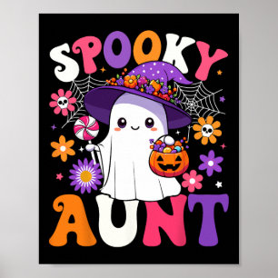 Groovy Spooky Aunt Halloween Ghost Pumpkin Hallowe Poster