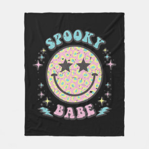 Groovy Spooky Babe Face Happy Halloween Costume Re Fleece Blanket