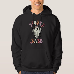 Groovy Spooky Babe Retro Spooky Vibes Floral Ghost Hoodie