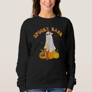 Groovy Spooky Babe Spooky Vibes Ghost Hippie Hallo Sweatshirt