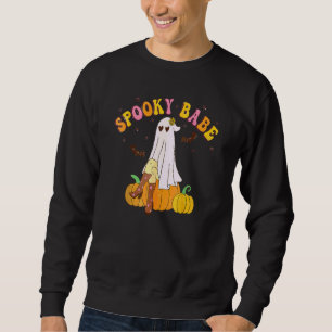 Groovy Spooky Babe Spooky Vibes Ghost Hippie Hallo Sweatshirt