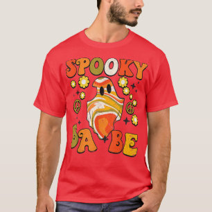 Groovy Spooky Babe Vibes Retro Floral Ghost Hippie T-Shirt