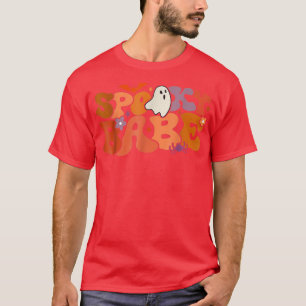 Groovy Spooky Babe Vibes Retro Floral Ghost Hippie T-Shirt