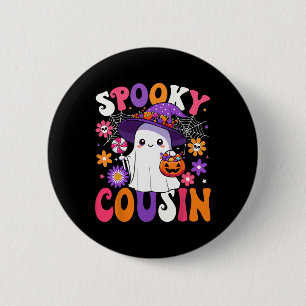 Groovy Spooky Cousin Halloween Ghost Pumpkin Hallo 6 Cm Round Badge