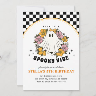 Groovy Spooky Girl Halloween Birthday Invitation