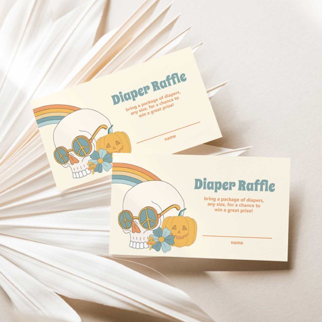 Groovy Spooky Halloween Ghost Boy Diaper Raffle Enclosure Card (Creator Uploaded)