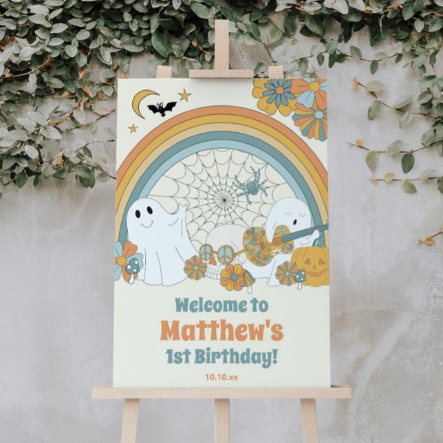 Groovy Spooky Halloween Ghost Welcome Sign (Creator Uploaded)