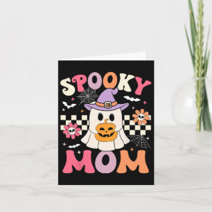 Groovy Spooky Mum Retro Ghost Holding Pumpkin Hall Card