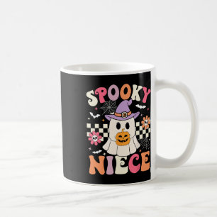 Groovy Spooky Niece Retro Ghost Holding Pumpkin Ha Coffee Mug