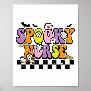 Groovy Spooky Nurse Retro Halloween Nurse Fall Scr Poster