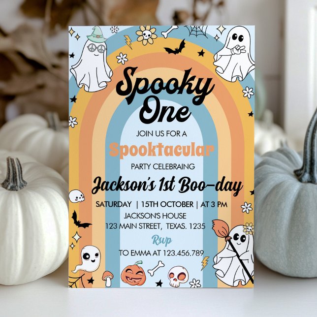 Groovy Spooky One Ghost Birthday Invitation (Creator Uploaded)