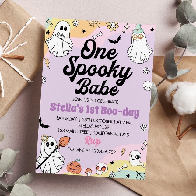 Groovy Spooky One Ghost Birthday Invitation (Creator Uploaded)