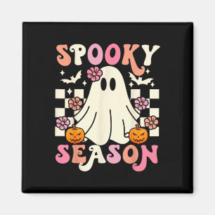 Groovy Spooky Season Cute Ghost Pumpkin Halloween Magnet