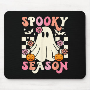 Groovy Spooky Season Cute Ghost Pumpkin Halloween Mouse Pad