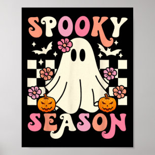 Groovy Spooky Season Cute Ghost Pumpkin Halloween  Poster