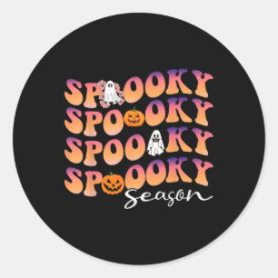 Groovy Spooky Season cute Pumpkin Halloween  Classic Round Sticker