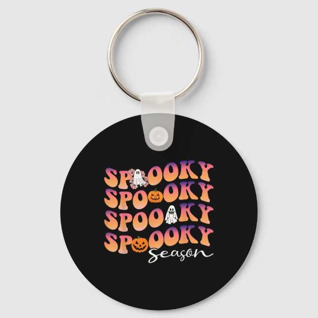 Groovy Spooky Season cute Pumpkin Halloween  Key Ring (Front)