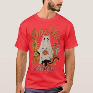 Groovy Spooky Season Funny Floral Ghost Cute Hallo T-Shirt