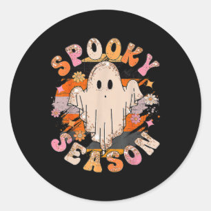 Groovy Spooky Season Ghost Halloween Classic Round Sticker