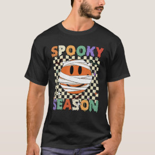 Groovy Spooky Season Halloween Ghost Boo Smile Fac T-Shirt